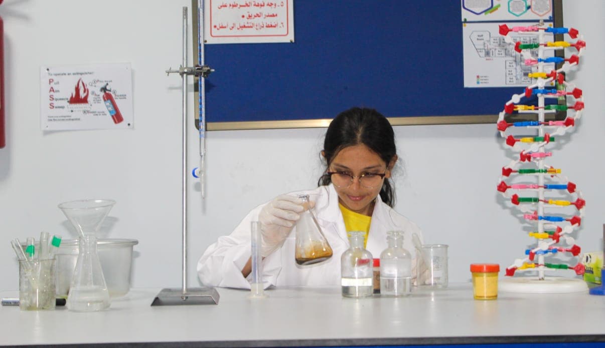A student doing a lab experiment
